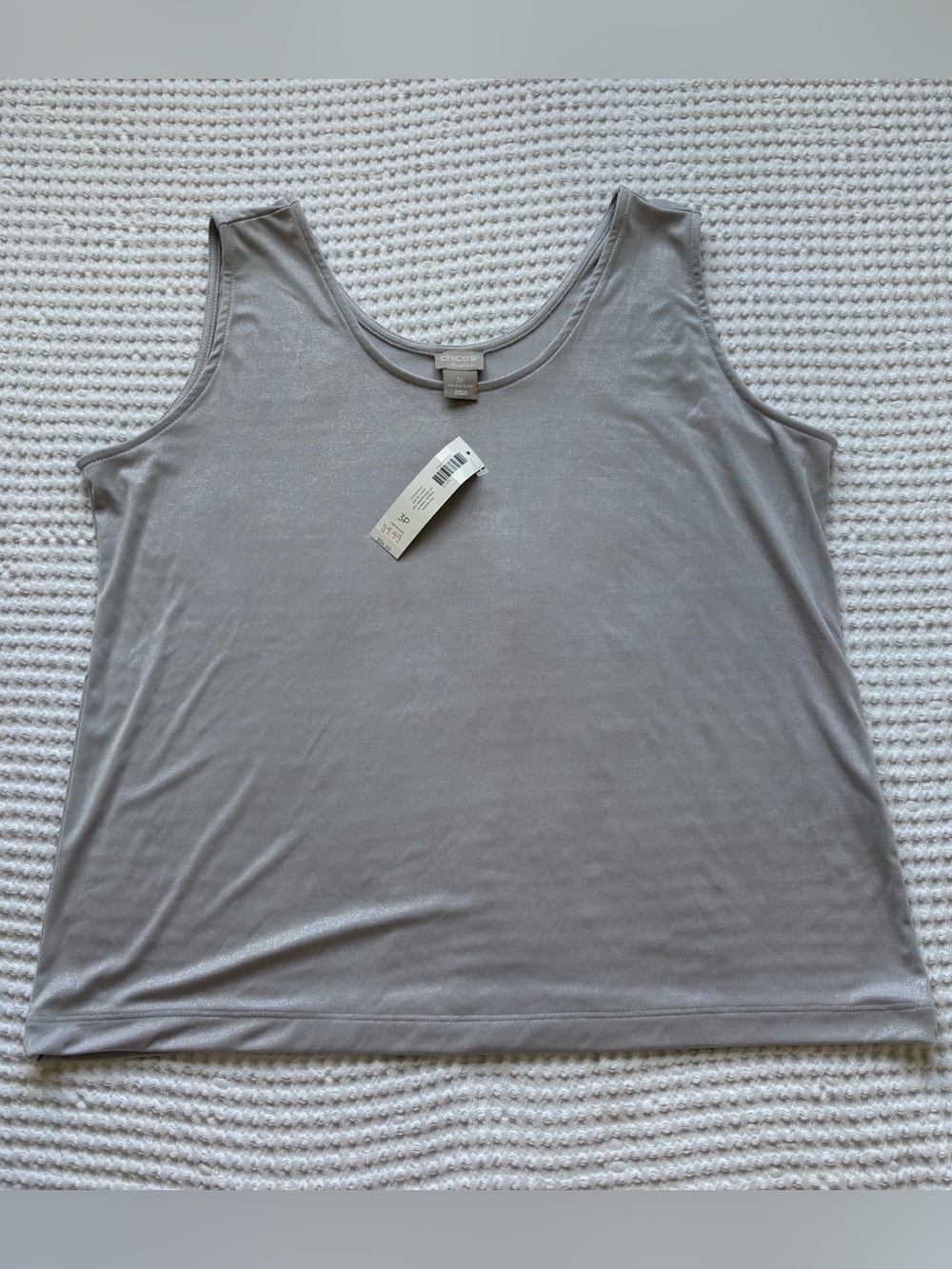 NWT Chico's Travelers Foiled Silver Tank Top Metallic Sleeveless - 3P (16/18P)